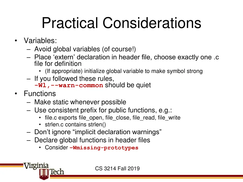 practical considerations