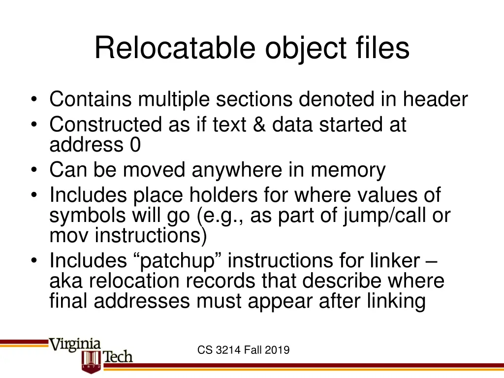 relocatable object files