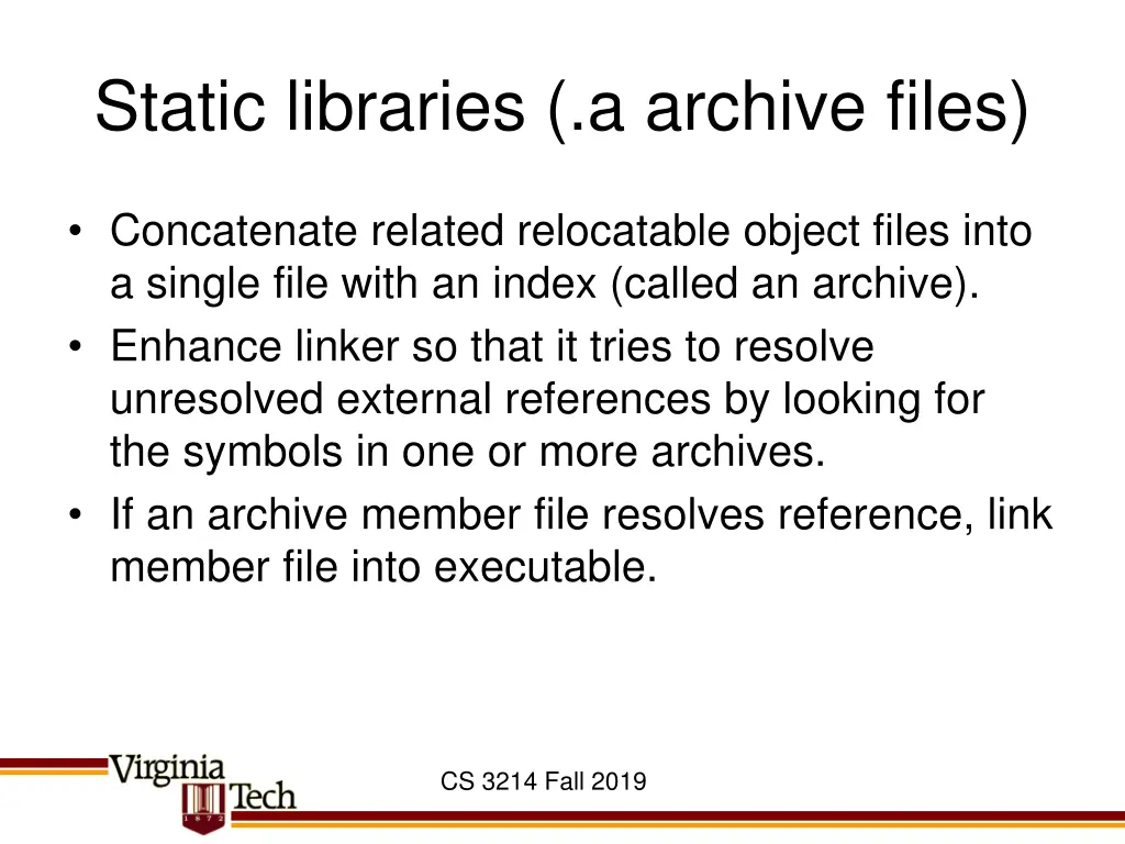 static libraries a archive files