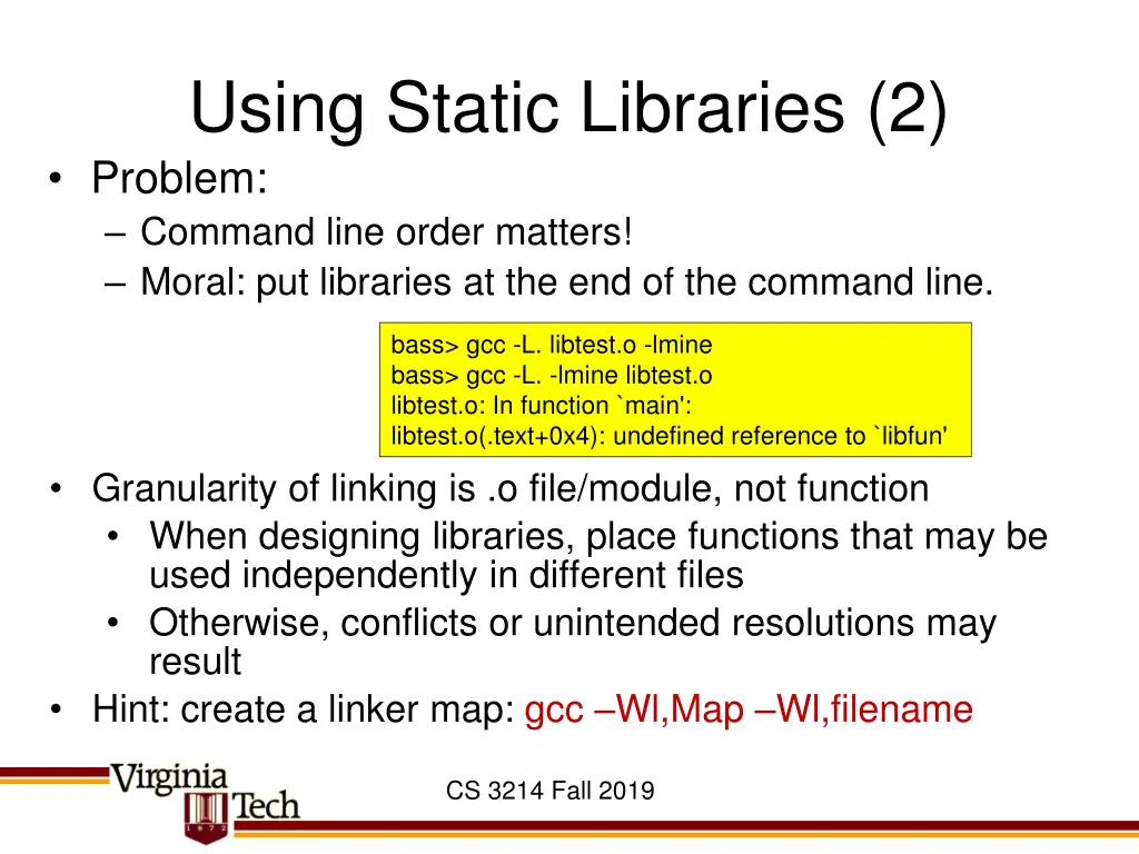 using static libraries 2 problem command line