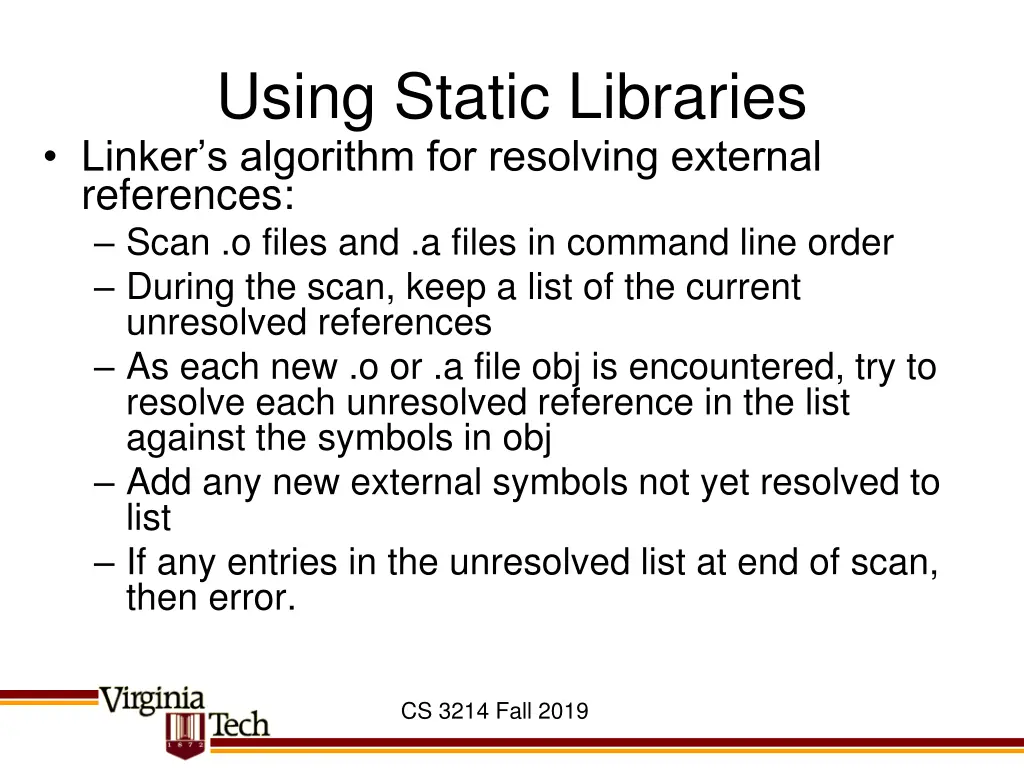 using static libraries linker s algorithm