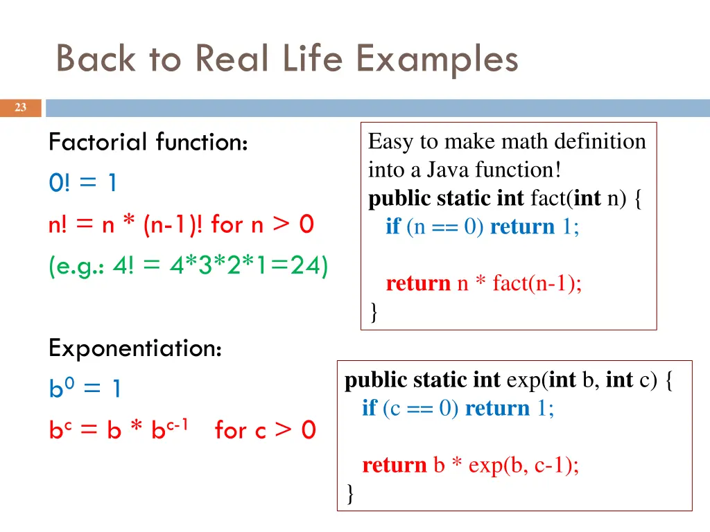 back to real life examples