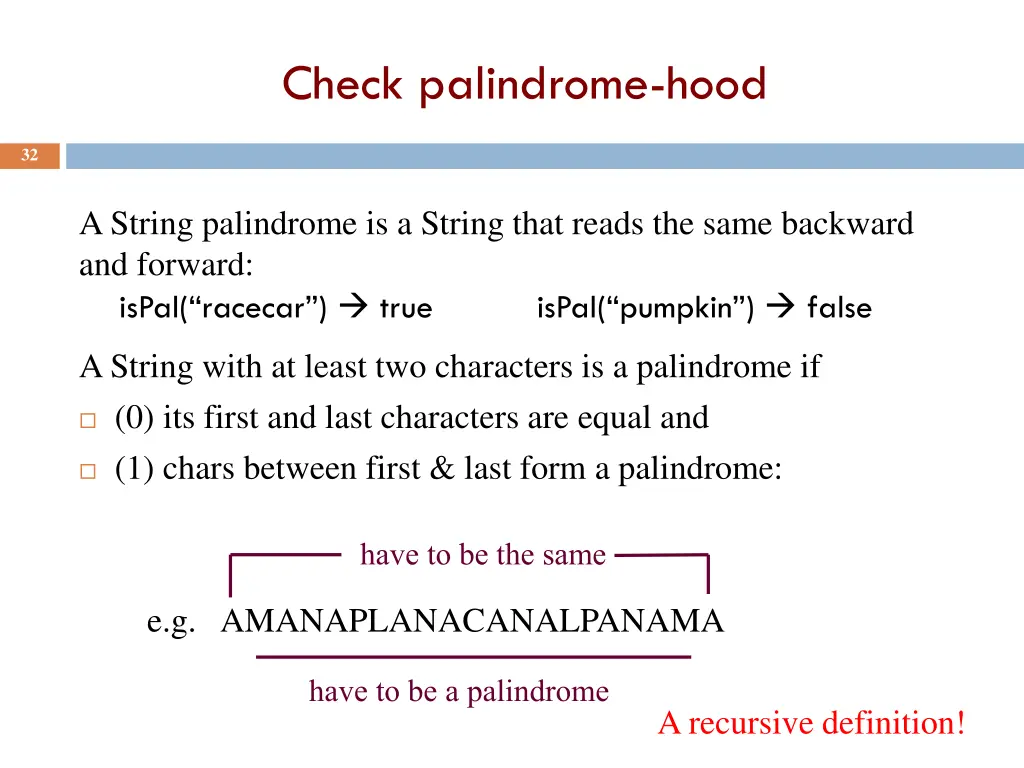 check palindrome hood