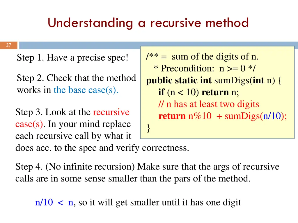understanding a recursive method 2