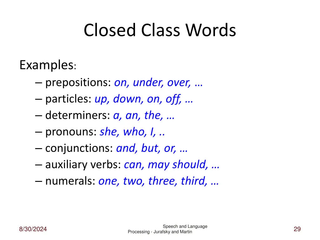 closed class words
