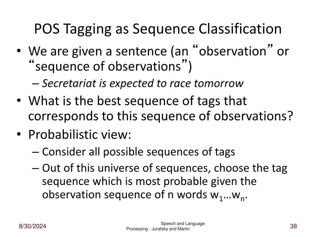 pos tagging as sequence classification