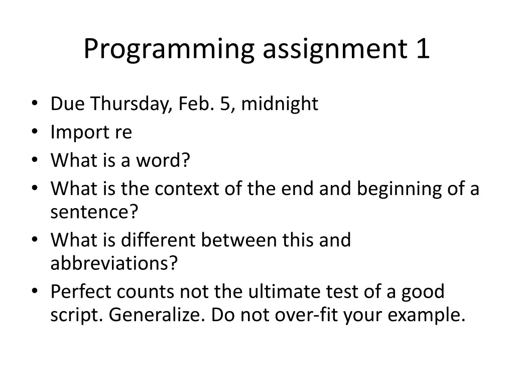 programming assignment 1