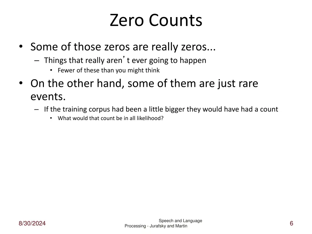 zero counts