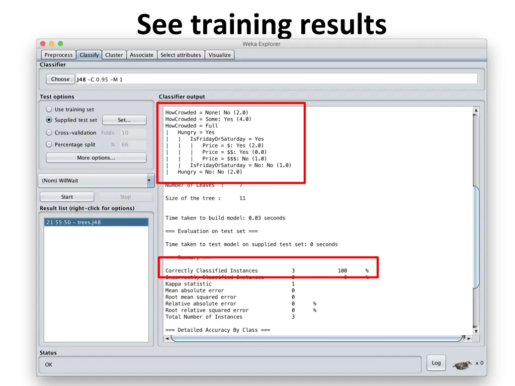 see training results