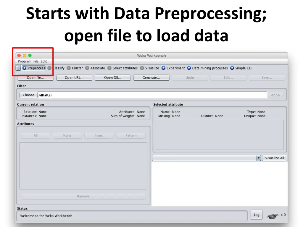 starts with data preprocessing open file to load