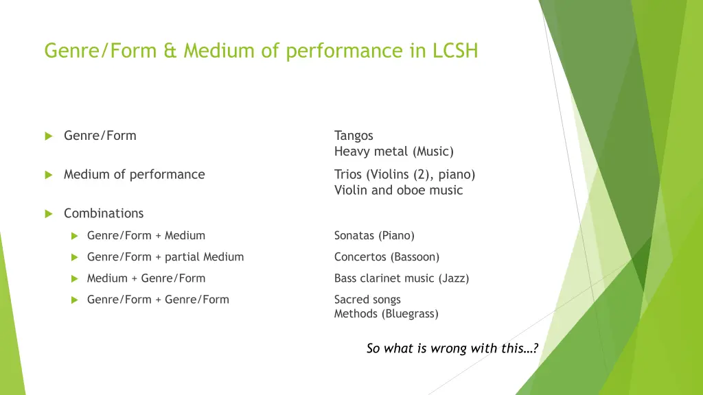 genre form medium of performance in lcsh