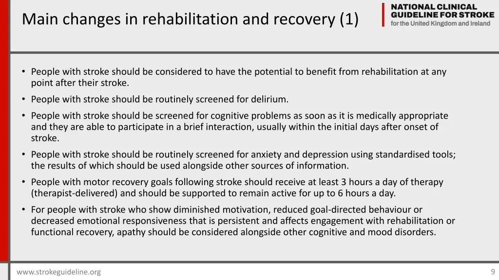 main changes in rehabilitation and recovery 1