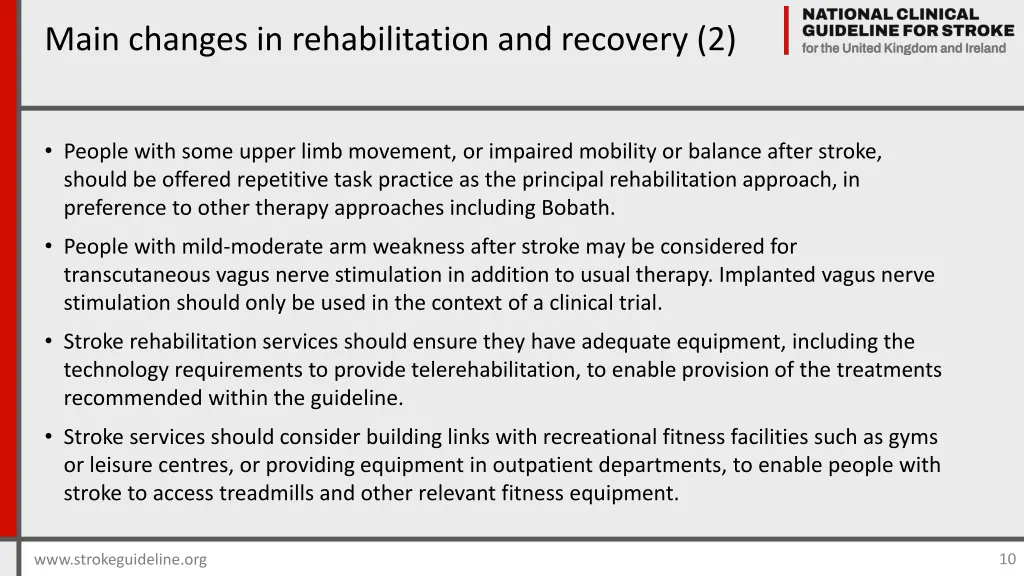 main changes in rehabilitation and recovery 2