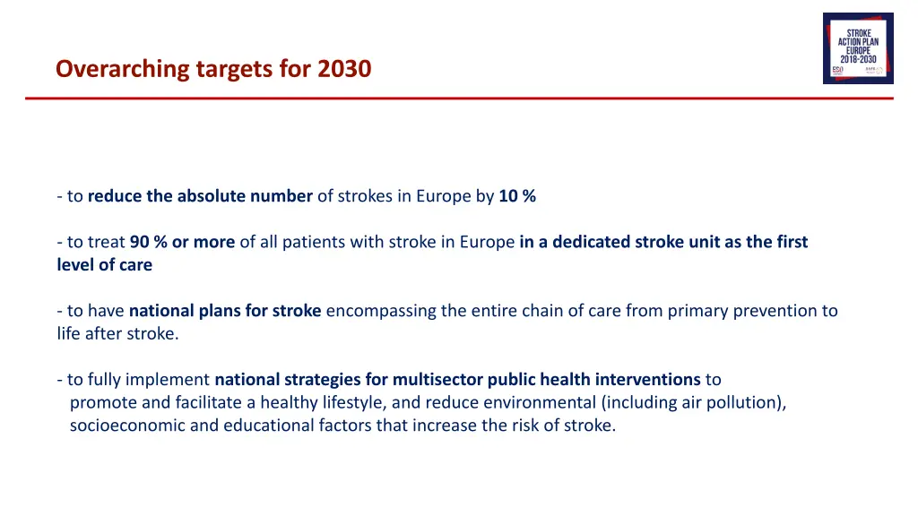 overarching targets for 2030