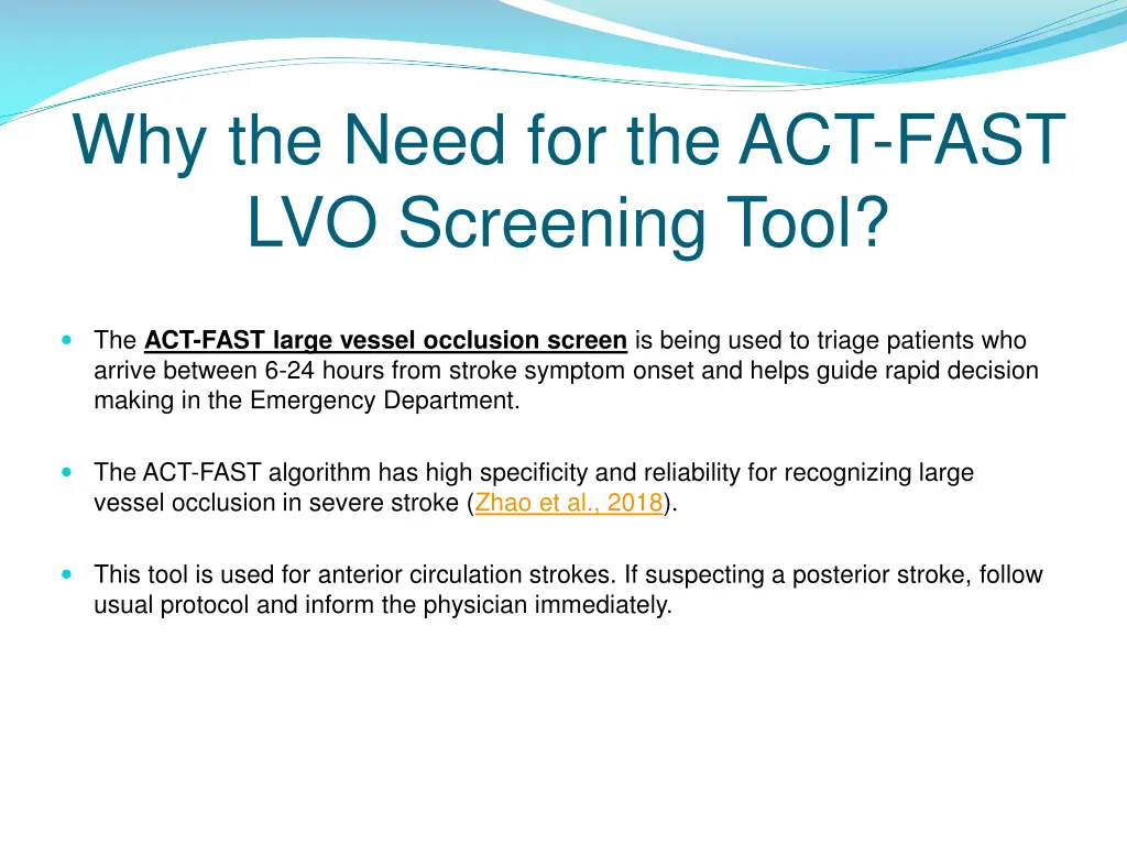 why the need for the act fast lvo screening tool