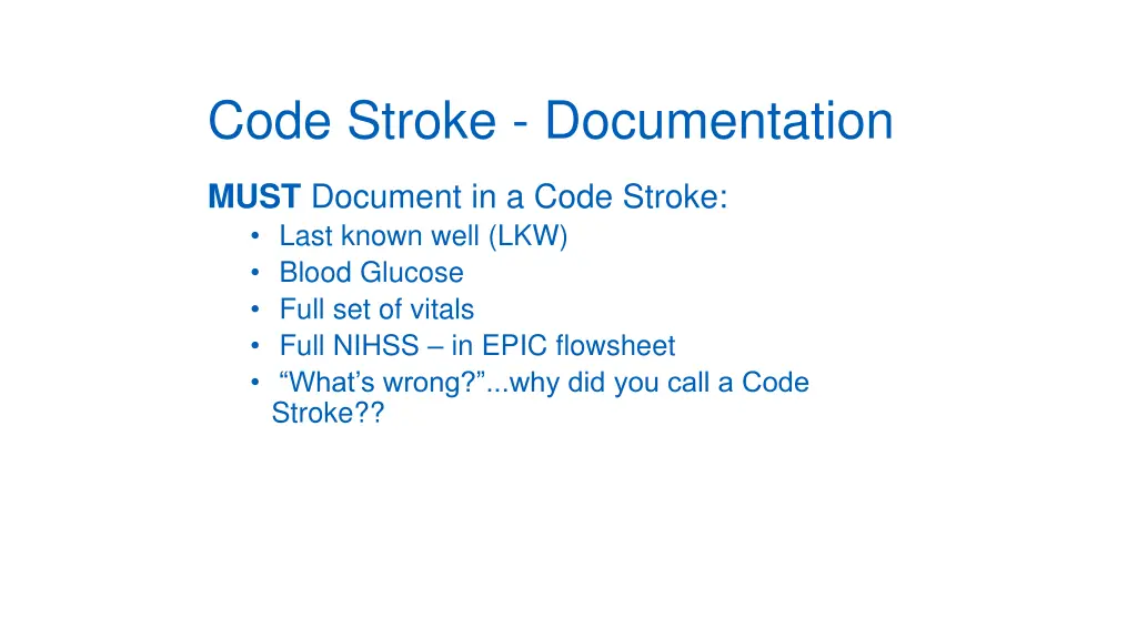 code stroke documentation