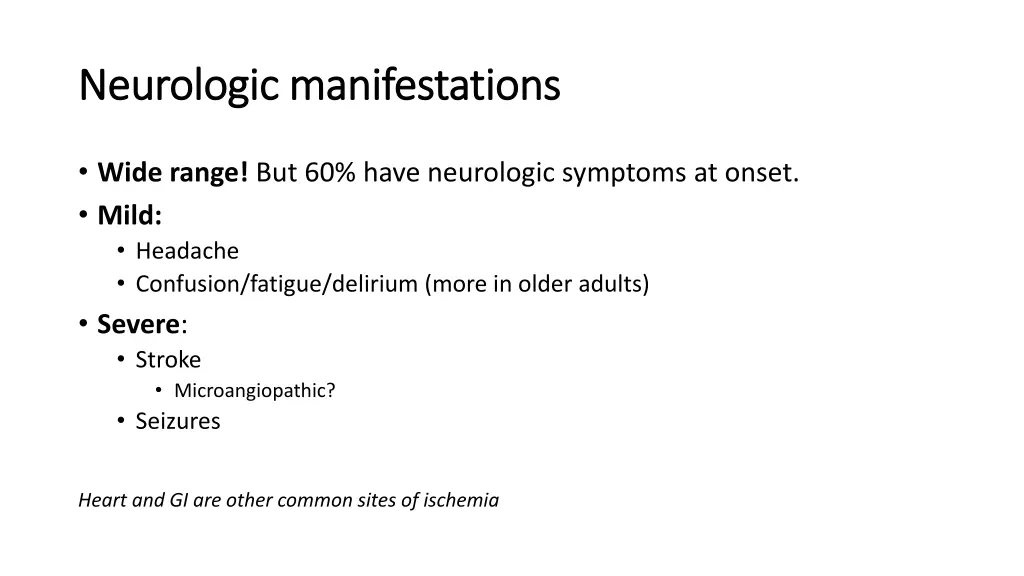 neurologic manifestations neurologic