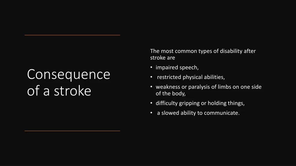 the most common types of disability after stroke