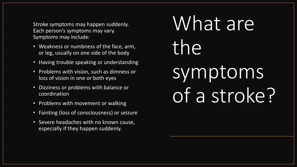 what are the symptoms of a stroke
