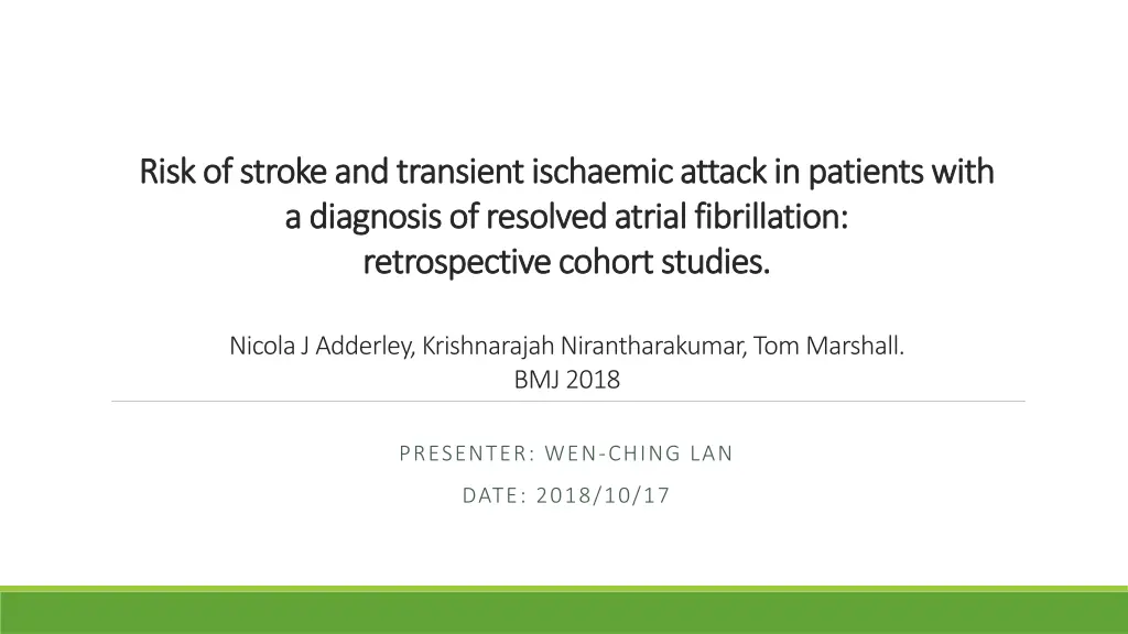 risk of stroke and transient risk of stroke