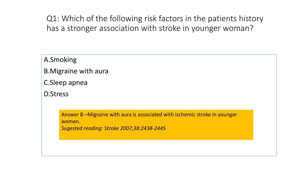 q1 which of the following risk factors