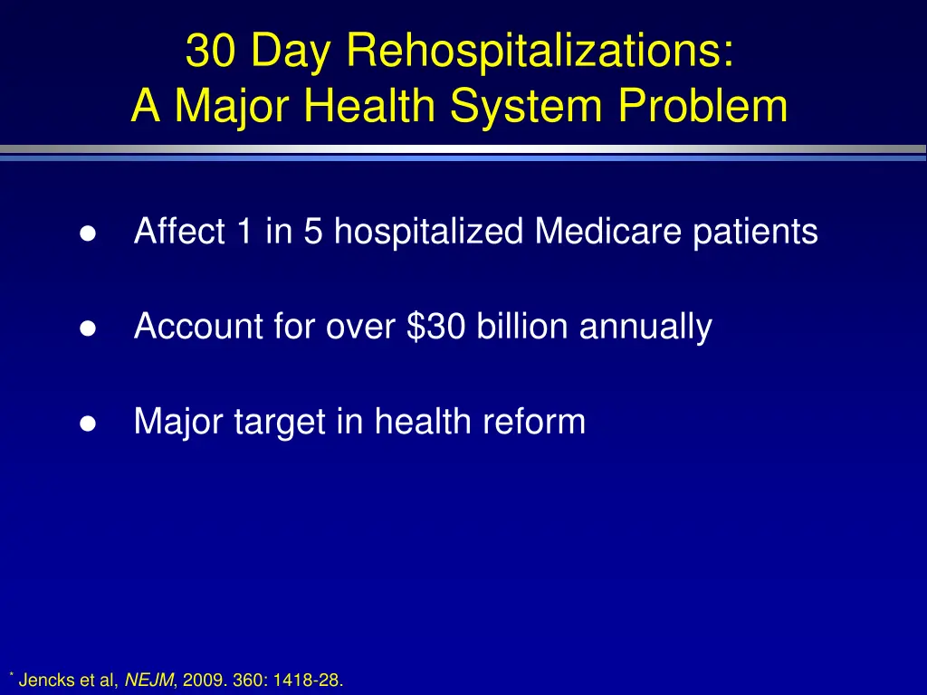 30 day rehospitalizations a major health system