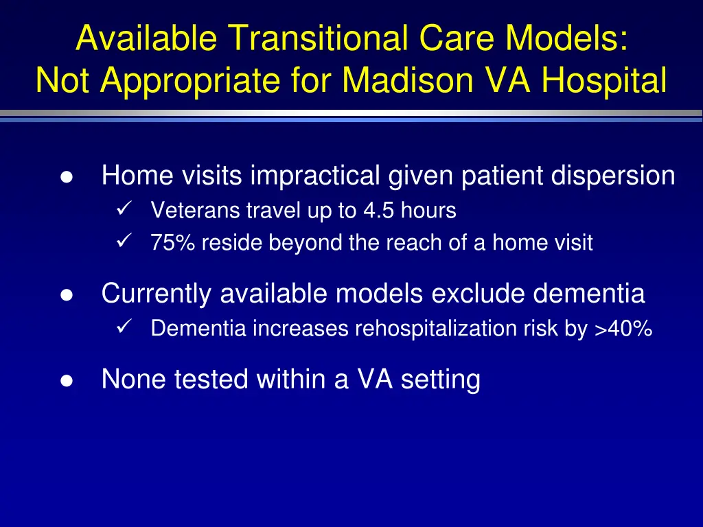 available transitional care models