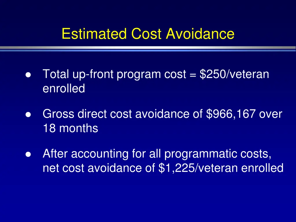 estimated cost avoidance