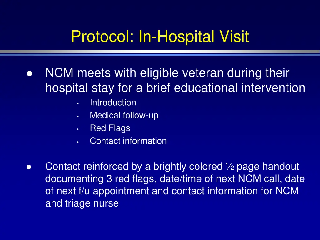 protocol in hospital visit