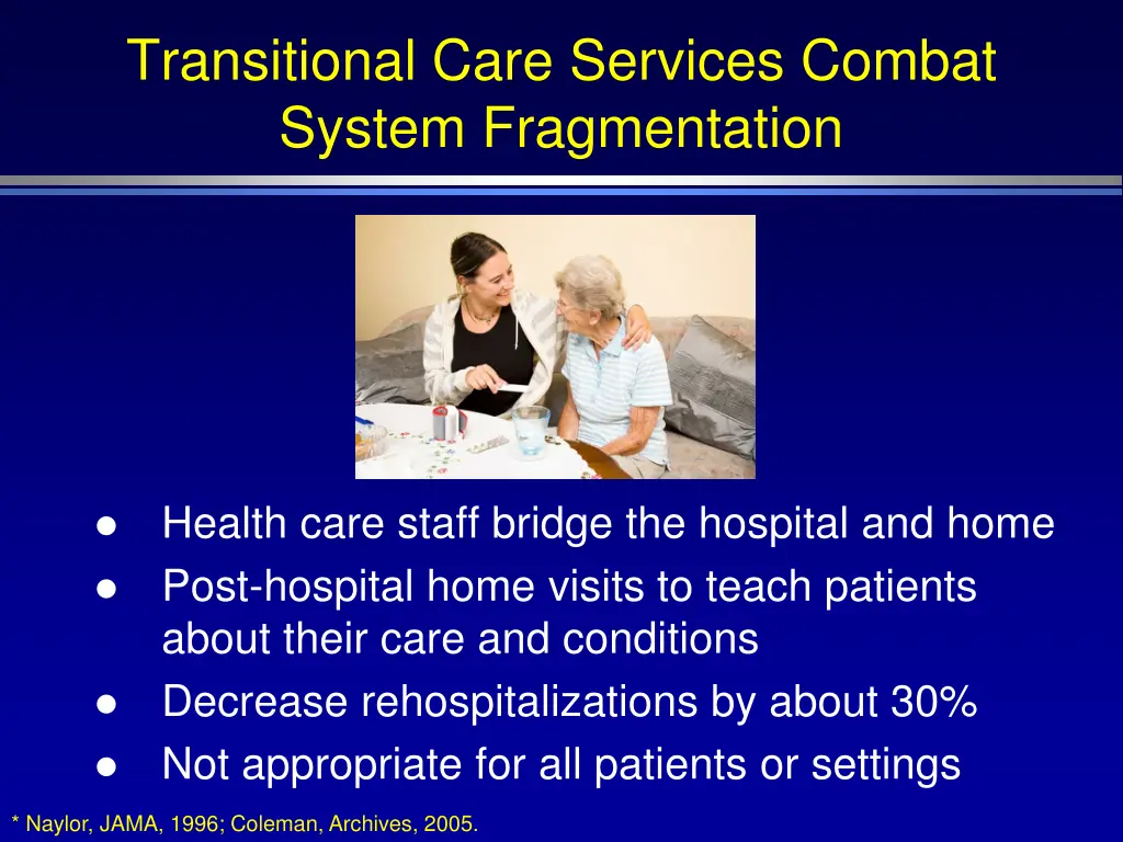 transitional care services combat system