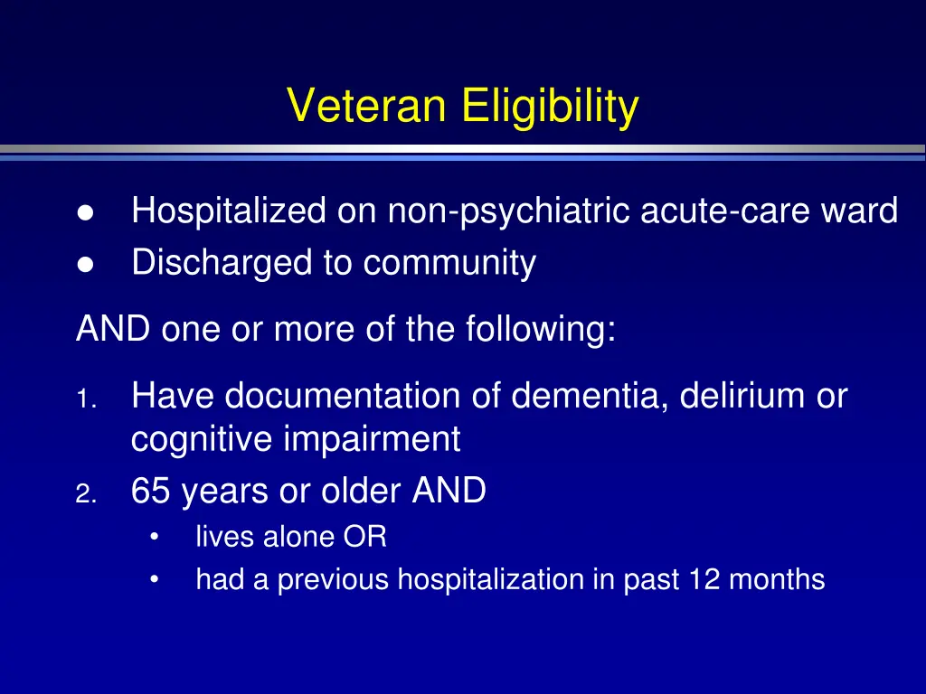 veteran eligibility