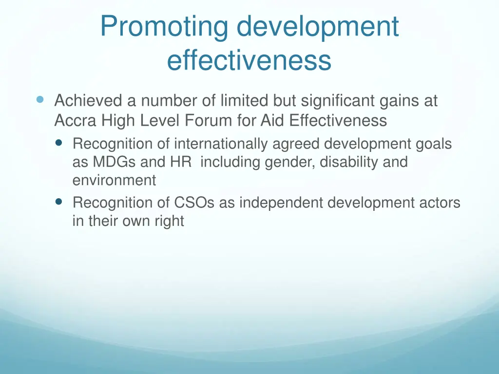promoting development effectiveness