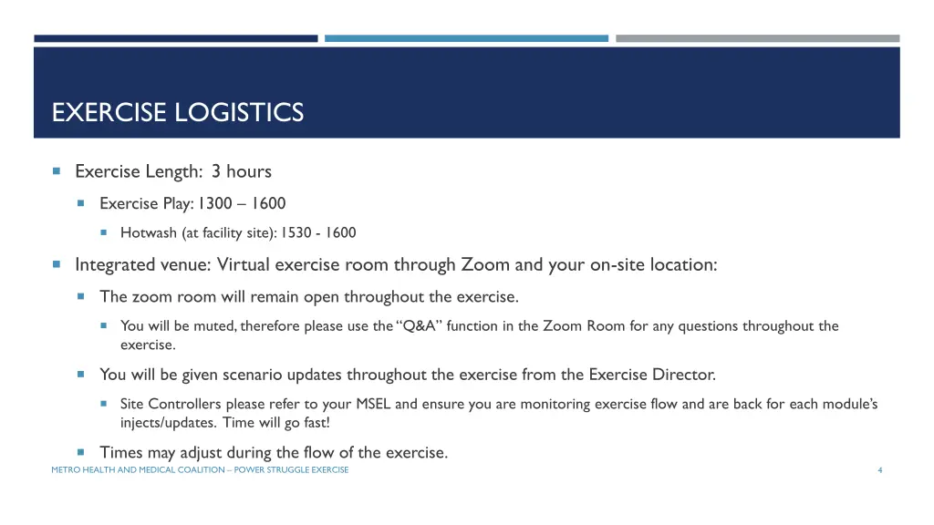 exercise logistics