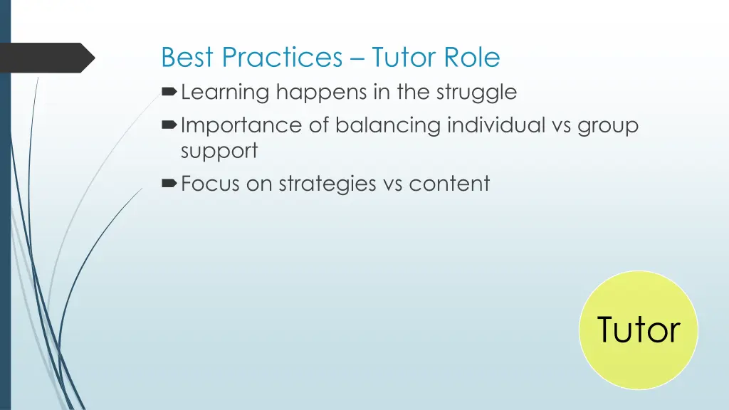 best practices tutor role learning happens