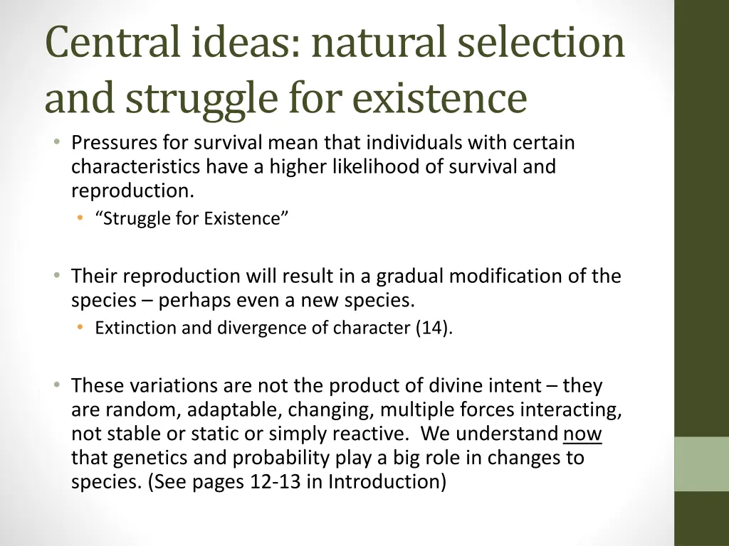 central ideas natural selection and struggle