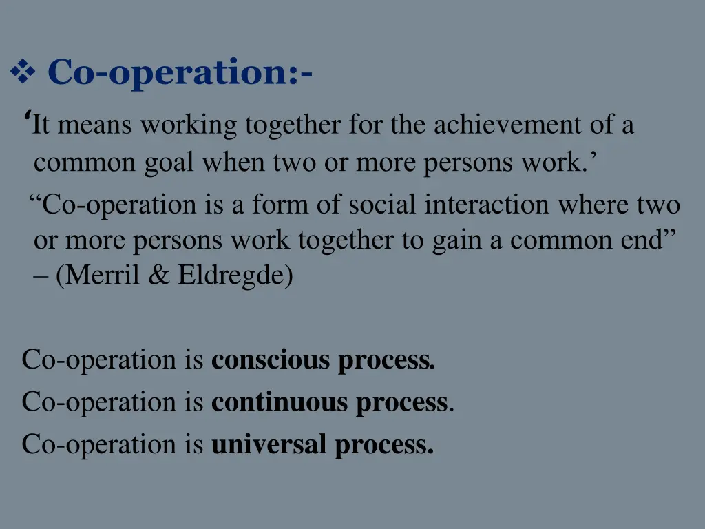 co operation it means working together
