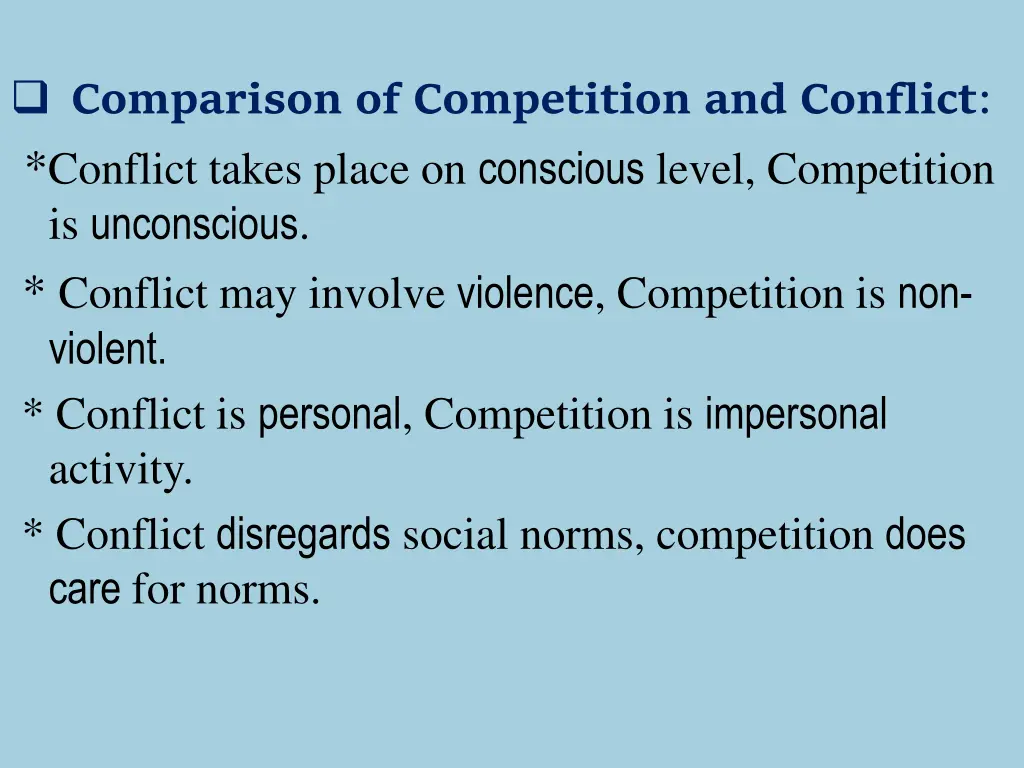 comparison of competition and conflict conflict
