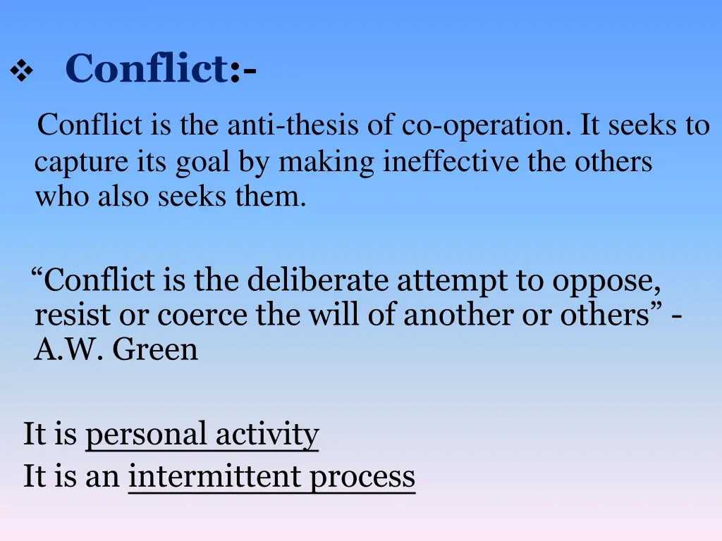 conflict conflict is the anti thesis