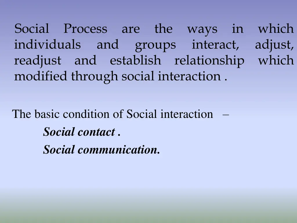 social individuals readjust modified through