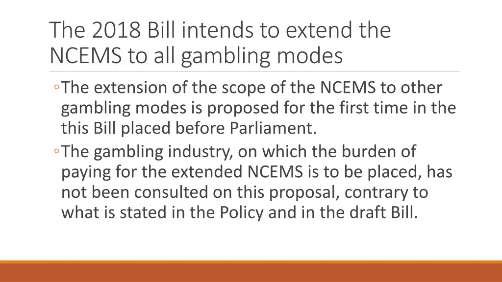 the 2018 bill intends to extend the ncems
