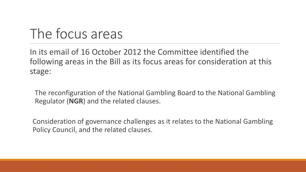 the focus areas