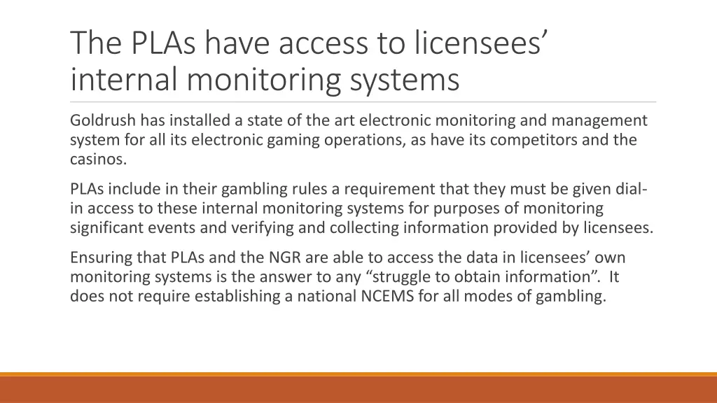 the plas have access to licensees internal