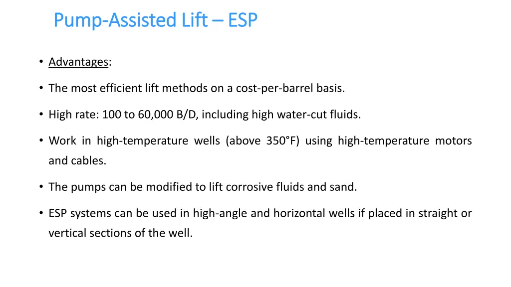pump pump assisted lift assisted lift esp 1