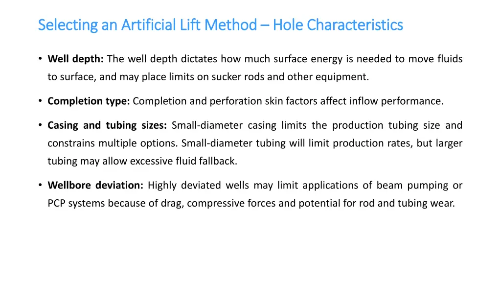 selecting an artificial lift method selecting 1