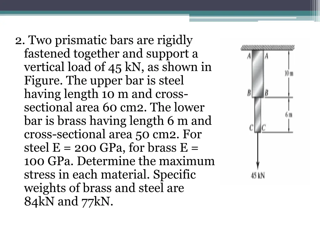 2 two prismatic bars are rigidly fastened