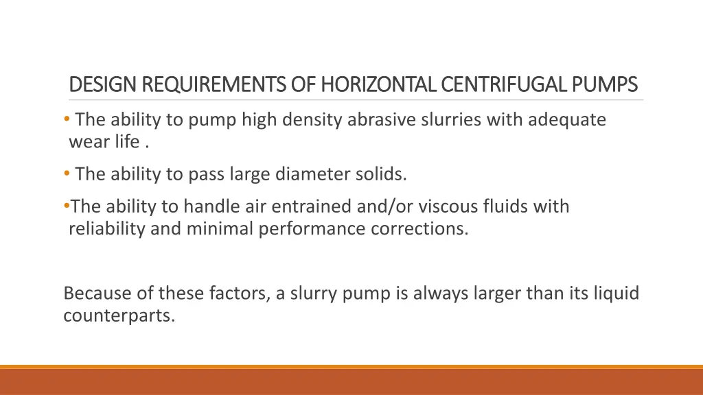 design requirements of horizontal centrifugal