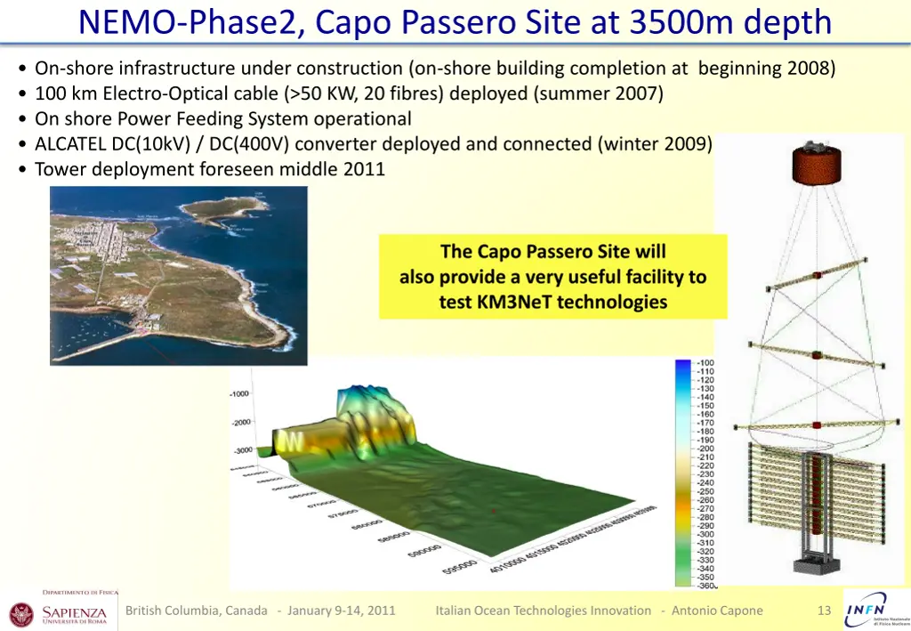 nemo phase2 capo passero site at 3500m depth