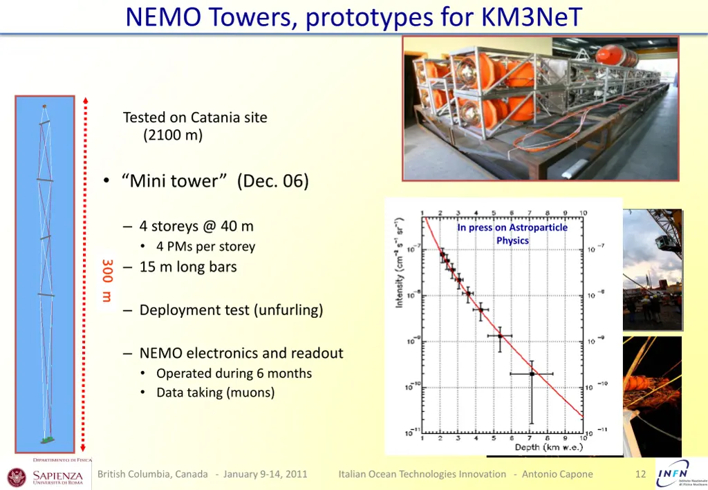 nemo towers prototypes for km3net