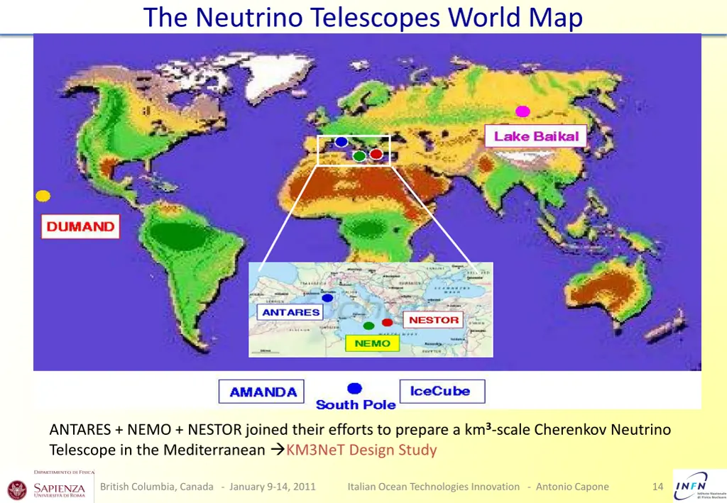 the neutrino telescopes world map