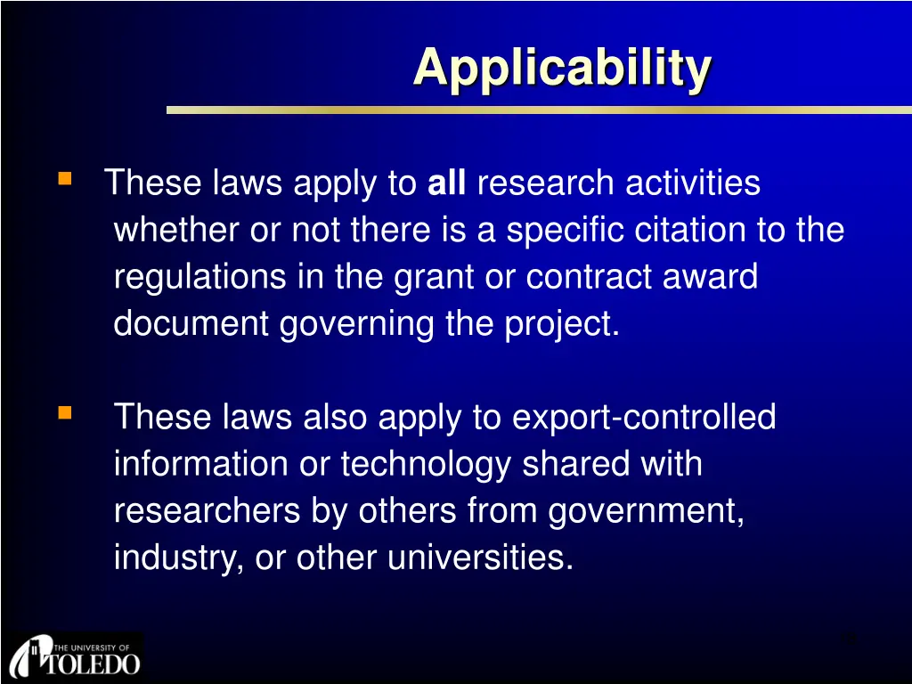 applicability